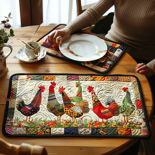 Rooster Patchwork Quilted Place Mat NCU0TH598