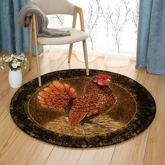 Rooster Golden TN2211081TM Round Area Rug