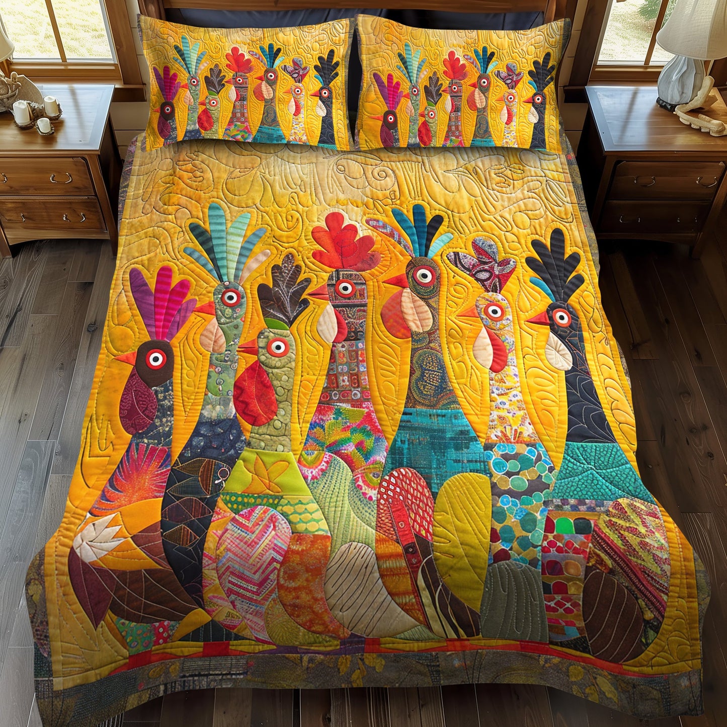 Chicken Quilted Bedding Set NCU0VT03