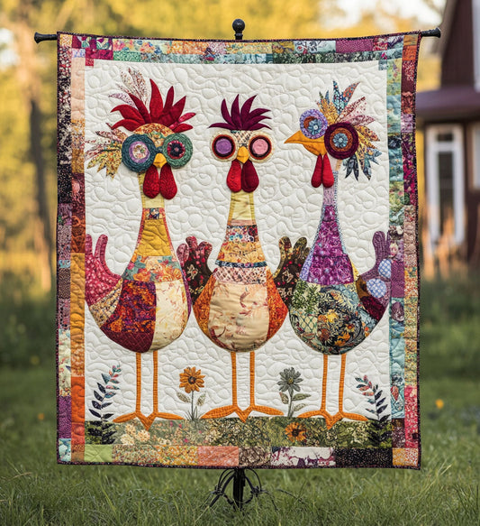 Rooster Garden Charm Quilted Blanket NCU0PT909