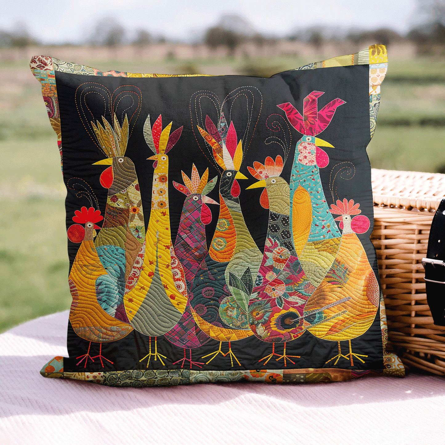 Rooster Night Quilted Pillow Case NCU0TH1210