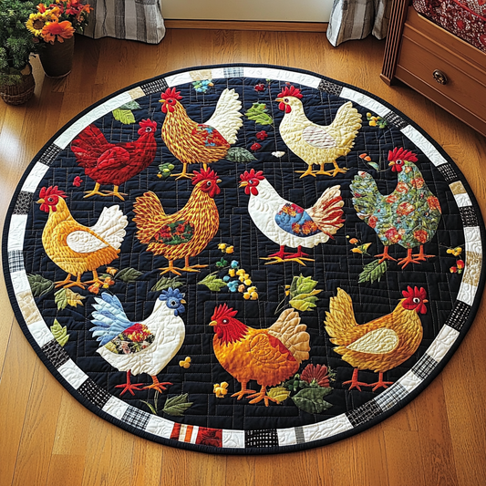 Rooster Radiance Quilted Round Mat NCU0TL1421