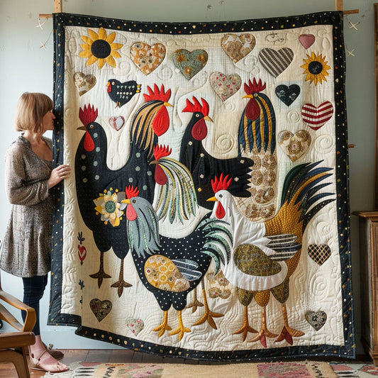 Rooster's Garden Quilted Blanket NCU0TL418