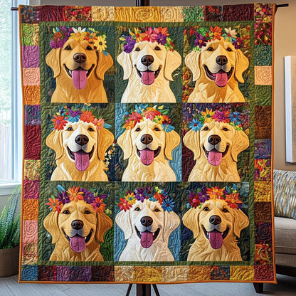 Rosy Retrievers Quilted Blanket NCU0PT1172