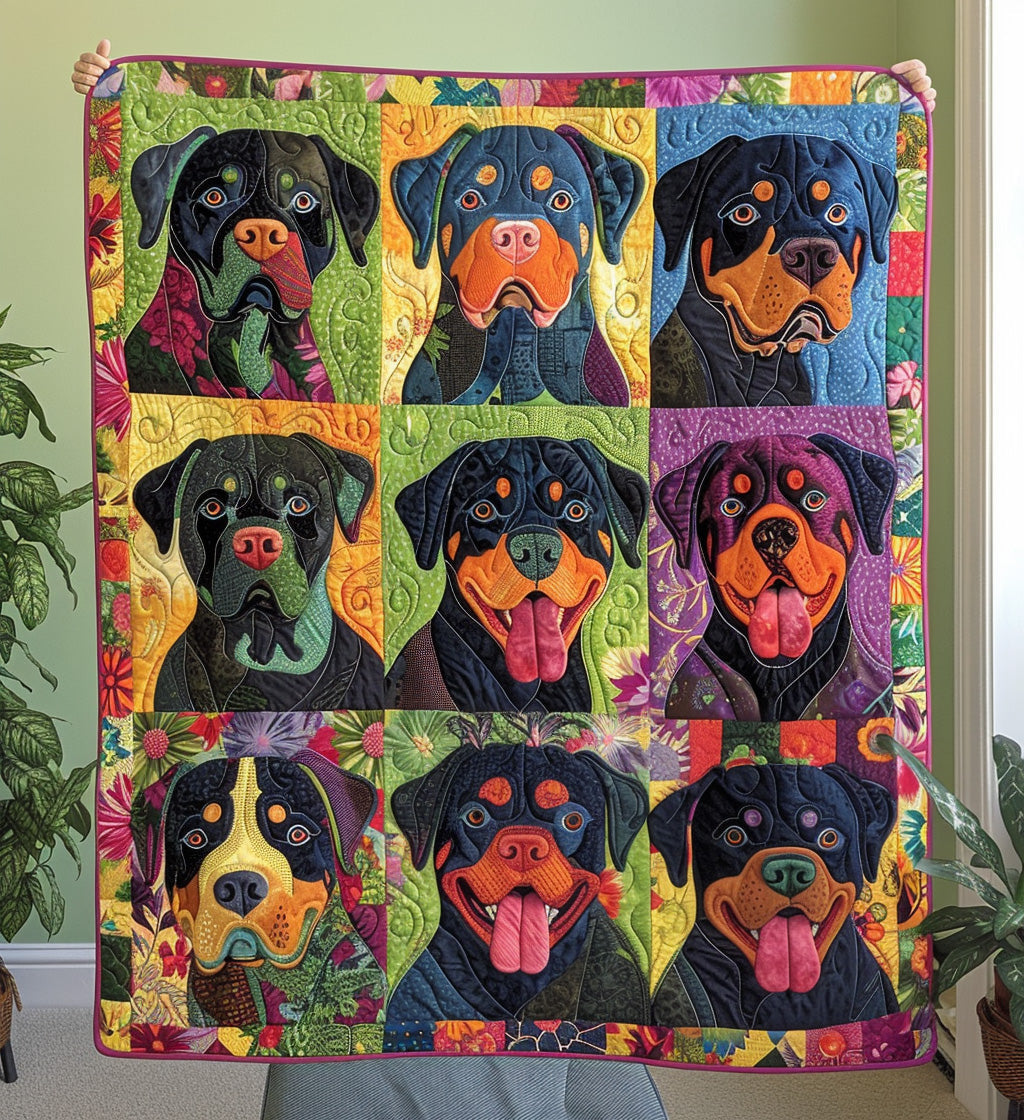 Rottweiler Blossom Quilted Blanket NCU0PT343