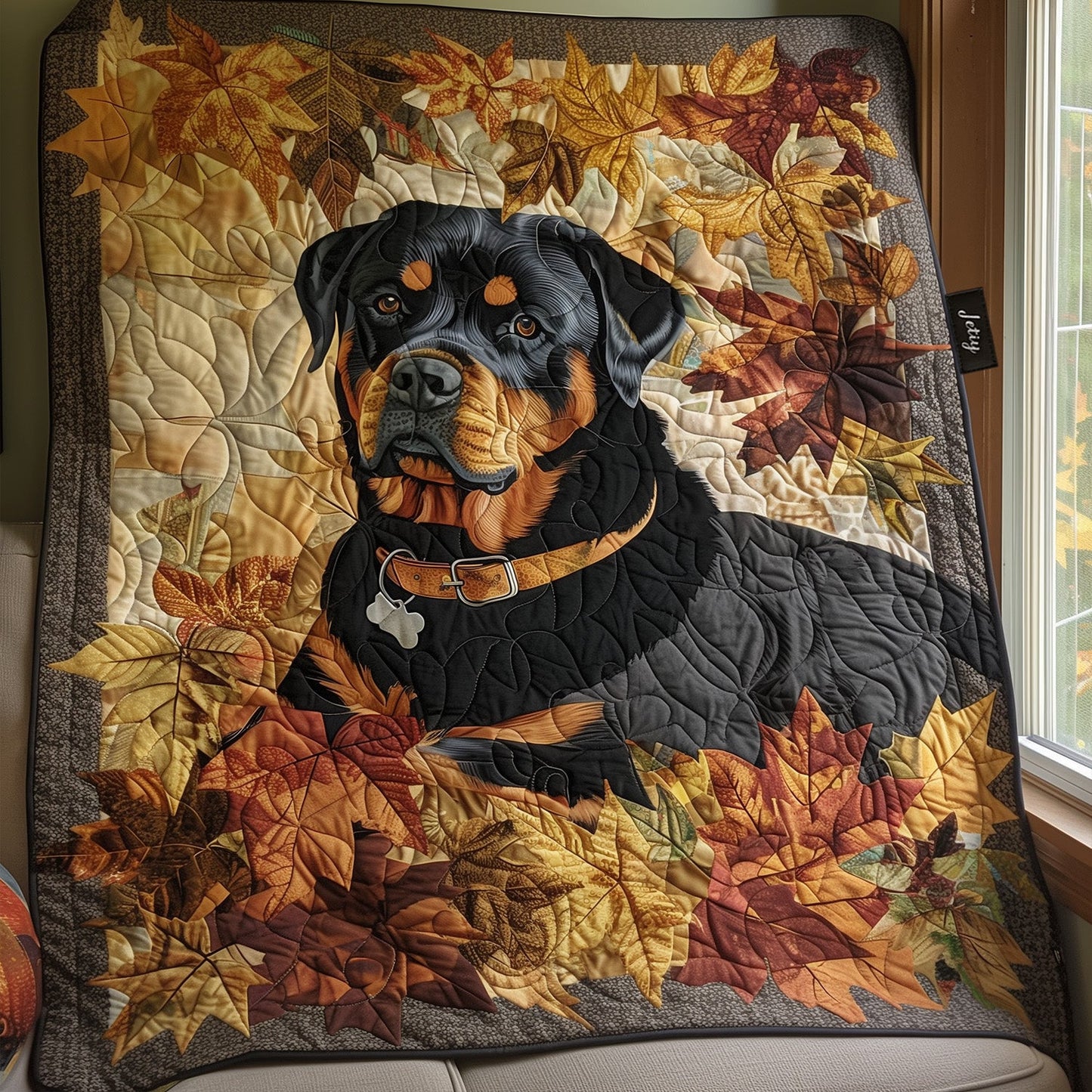 Rottweiler's Autumn Breeze Quilted Blanket NCU0PT345