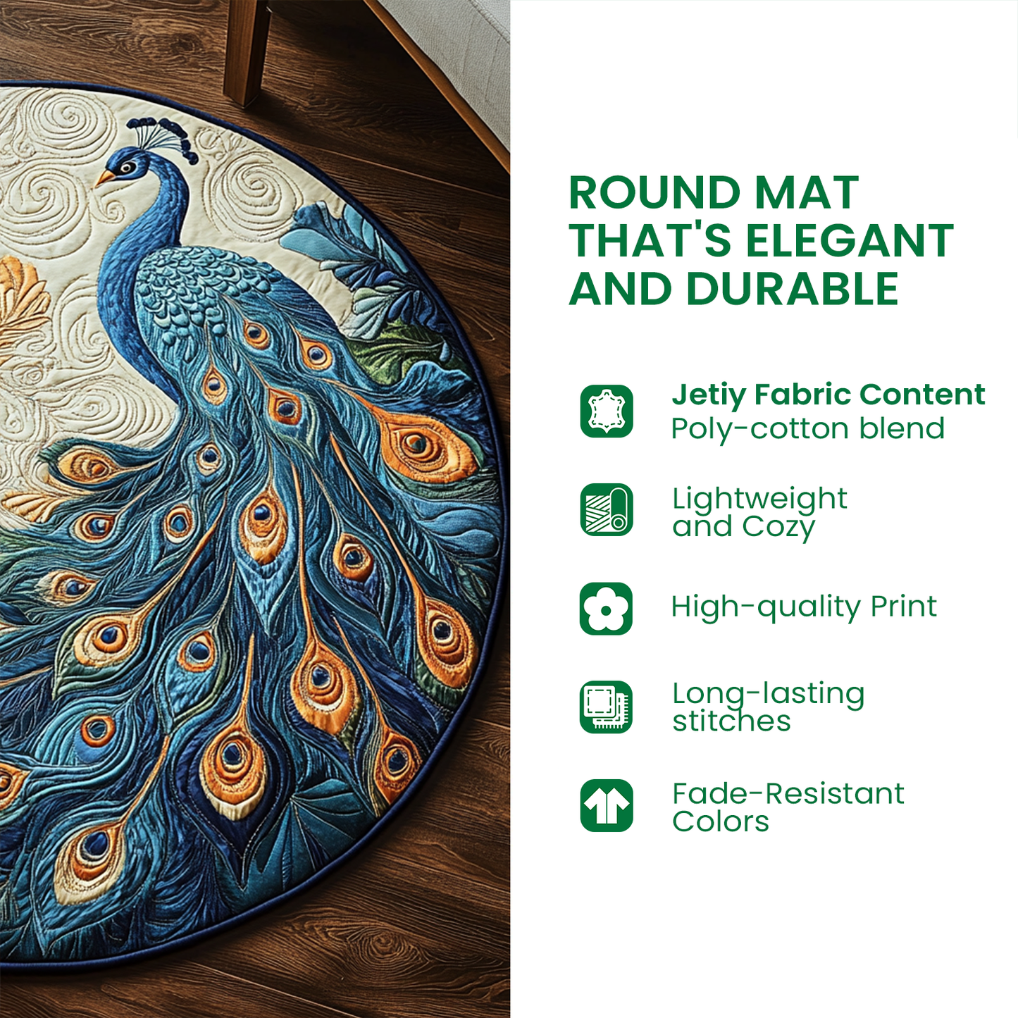 Purr and Bloom Quilted Round Mat NCU0DV2576