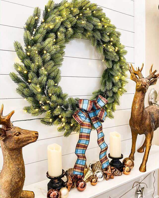 24" Royal Fir Wreath with Warm White LED Lights (Battery Operated)