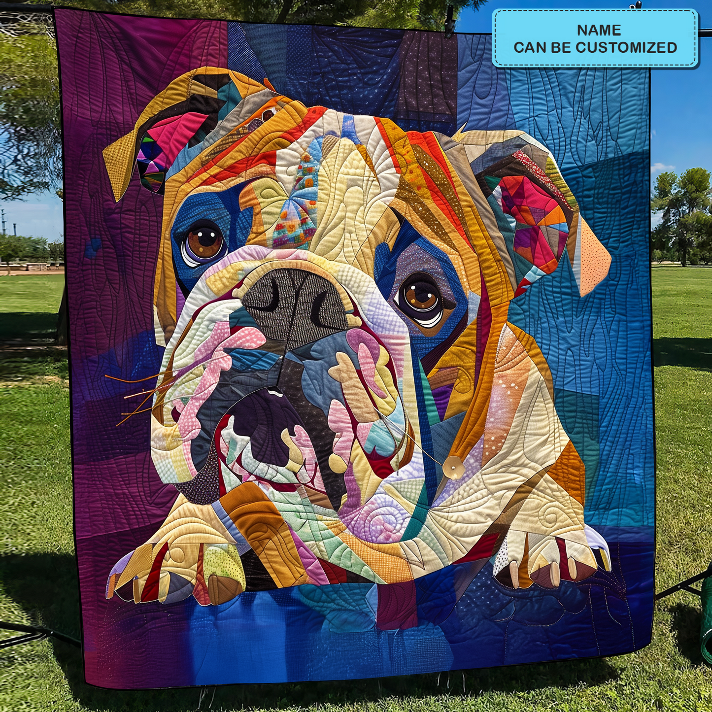 Bulldog Personalized Quilted Blanket