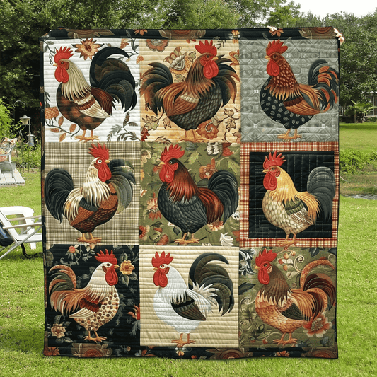 Rustic Rooster Quilted Blanket NCU0TH976