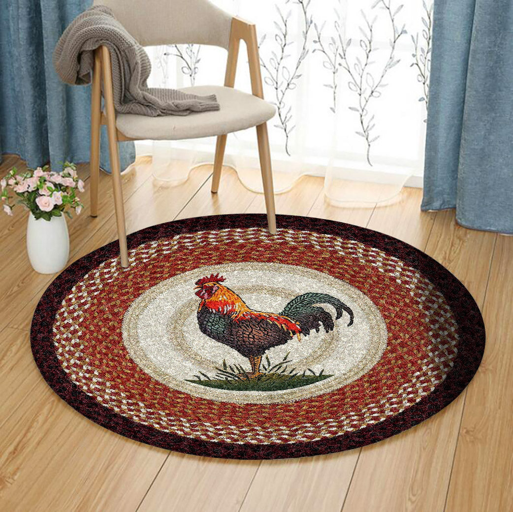 Rustic Rooster CLM280825TM Round Area Rug