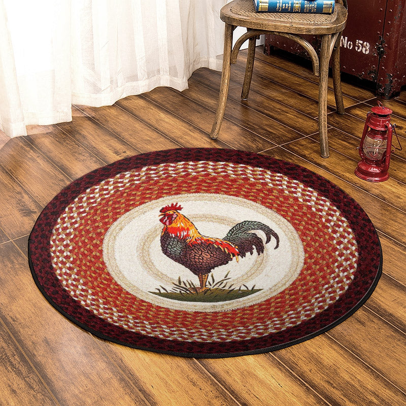 Rustic Rooster CLM280825TM Round Area Rug