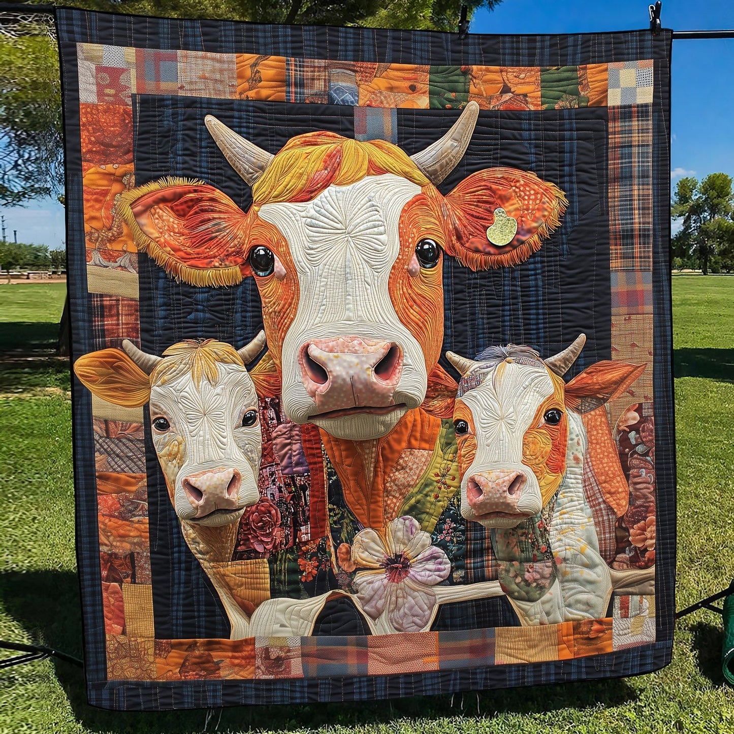 Rustic Cowscape Quilted Blanket NCU0TH1368