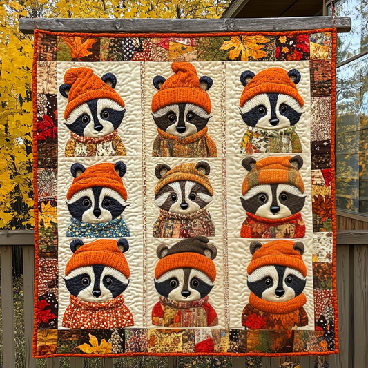 Rustic Raccoon Quilted Blanket NCU0DK467