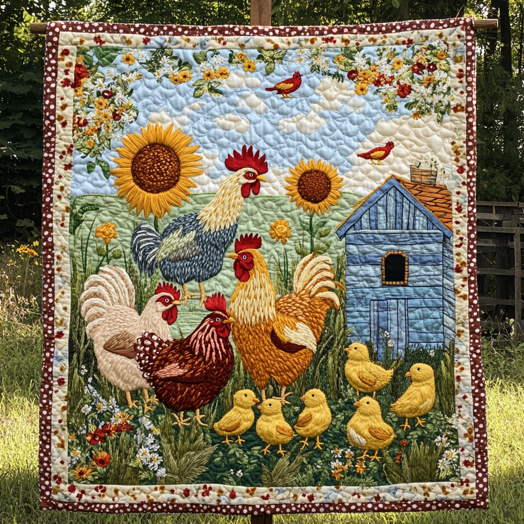 Rustic Roosters Quilted Blanket NCU0DK2394