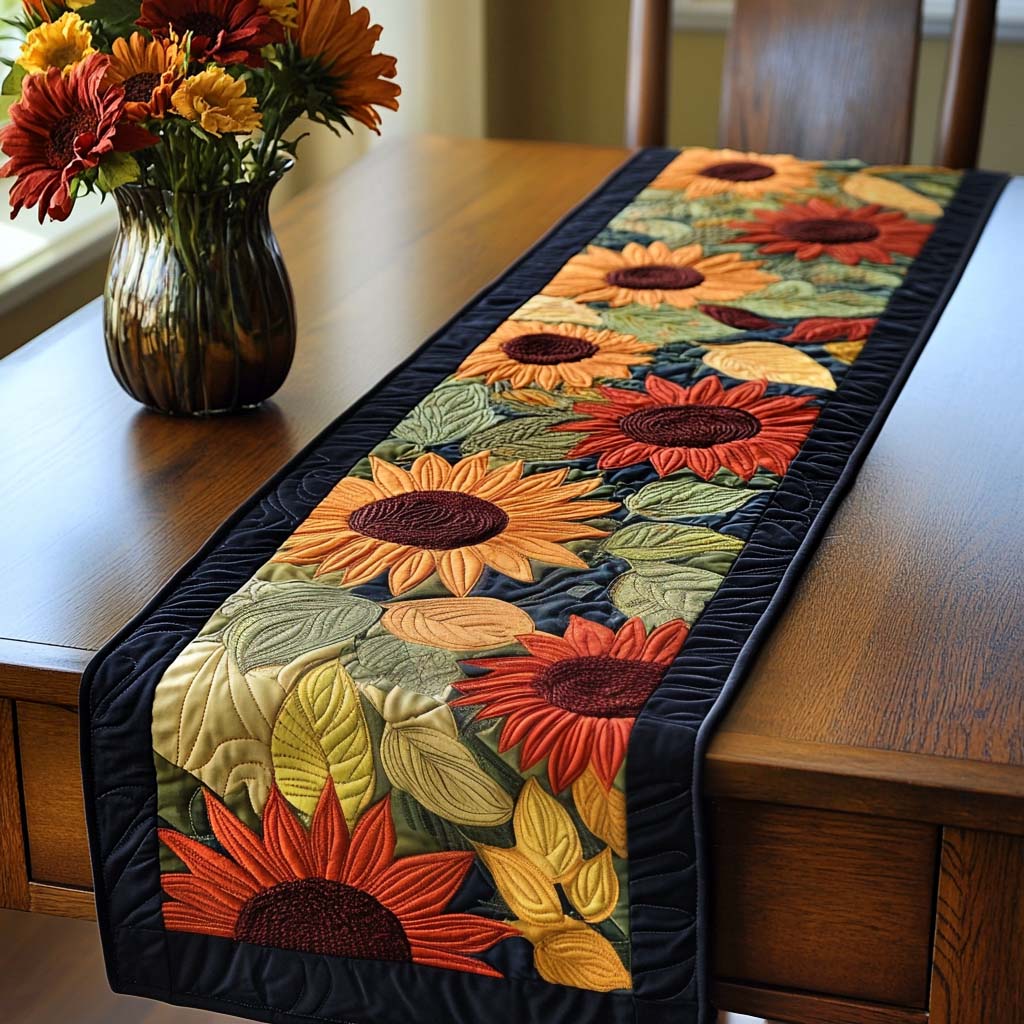 Rusty Petals Quilted Table Runner NCU0NT1459