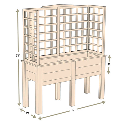 Natural Cedar Elevated Planter with U-Trellis