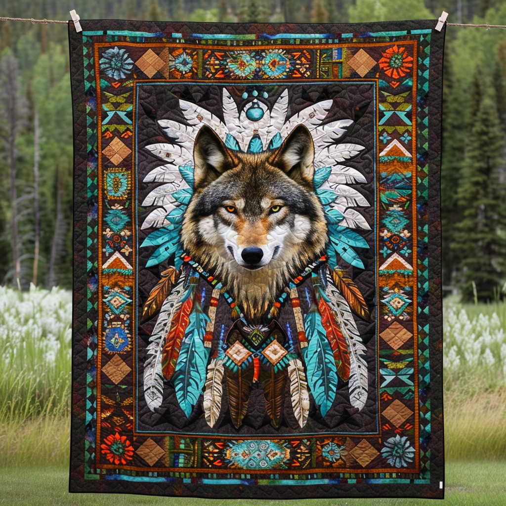 Sacred Wolf Quilted Blanket NCU0TH139