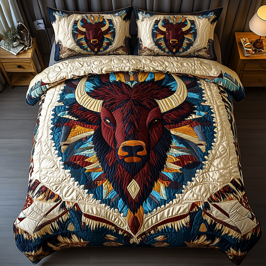 Sacred Bison 3-Piece Quilted Bedding Set NCU0DK3215