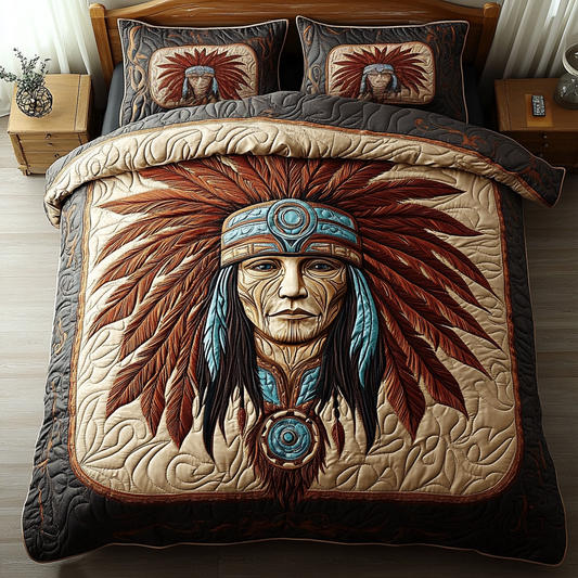 Sacred Headdress 3-Piece Quilted Bedding Set NCU0DK3603