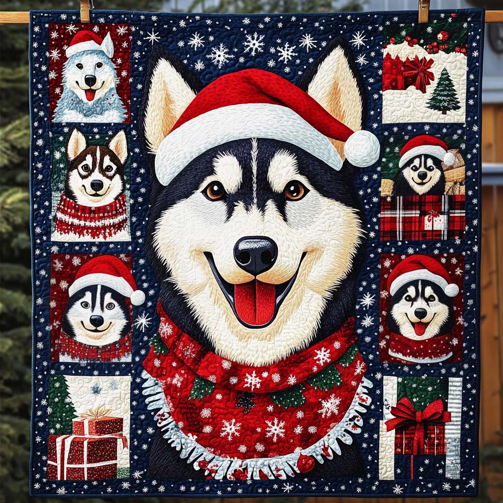 Santa Husky Bliss Quilted Blanket NCU0NT2391