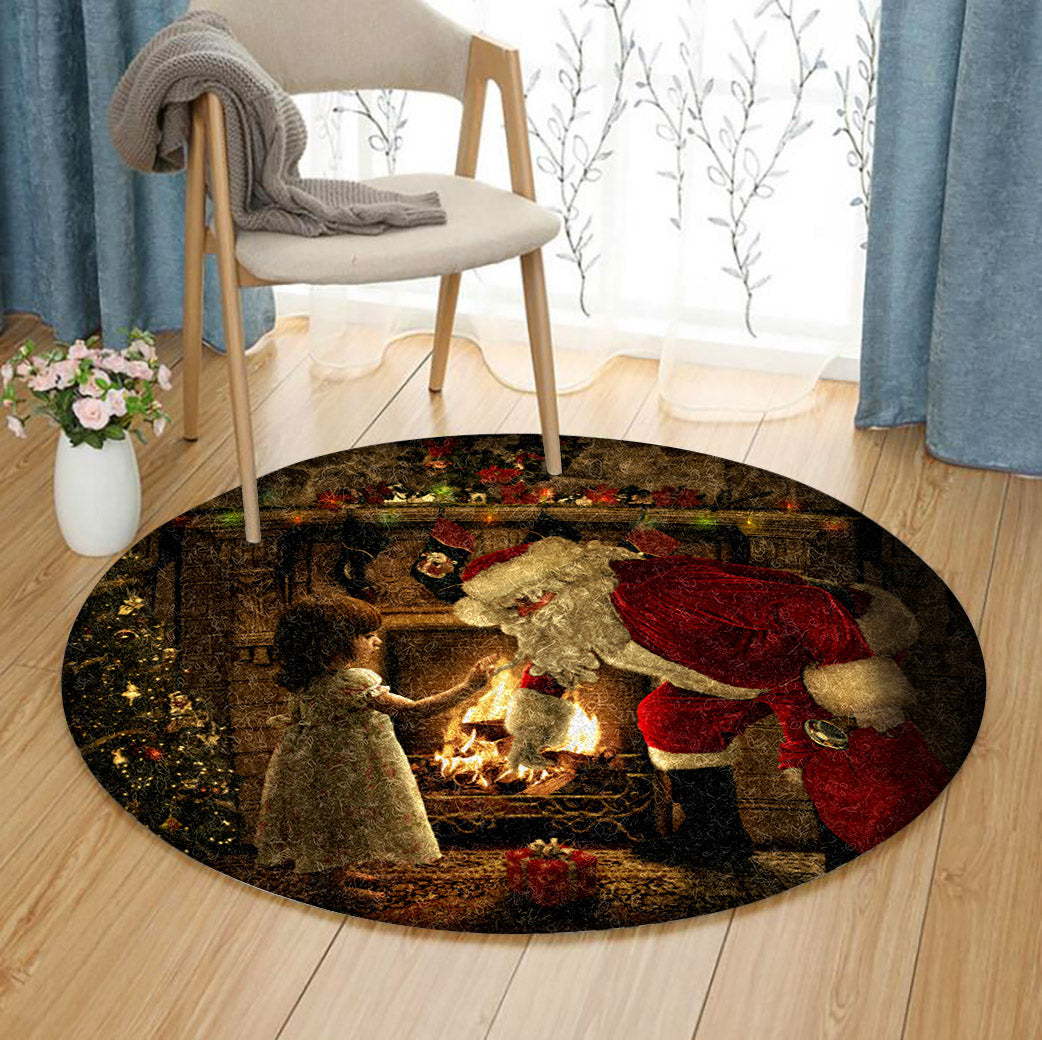 Santa Claus And Child HN1411028RR Round Area Rug