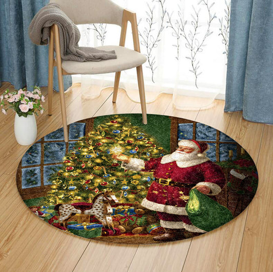 Santa Claus Merry Christmas CG1910111TM Round Area Rug