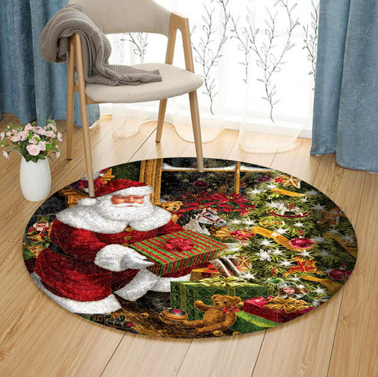 Santa Claus Merry Christmas CG1910112TM Round Area Rug