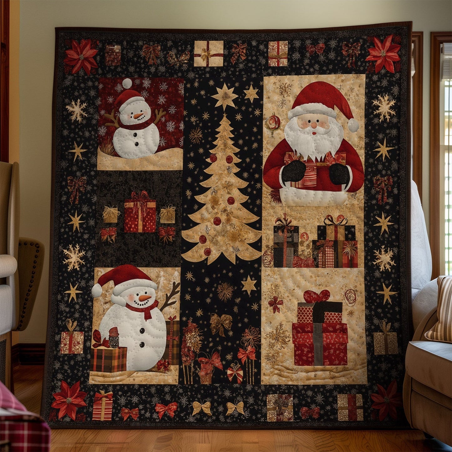 Santa Holiday Spirit Quilted Blanket NCU0TL1699