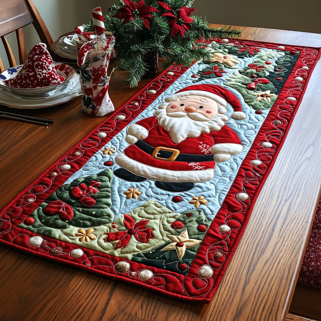 Santa Snow Quilted Table Runner NCU0DV1187