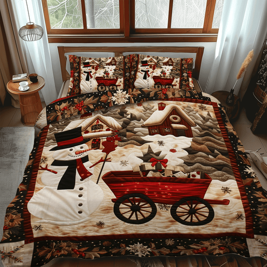 Santa's Festive Village 3-Piece Quilted Bedding Set NCU0DV204