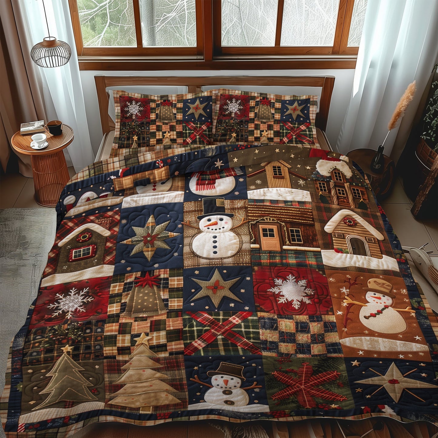 Santa's Village 3-Piece Quilted Bedding Set NCU0TH943