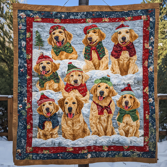 Santas Goldens Art Quilt Hanging NCU0TH1593