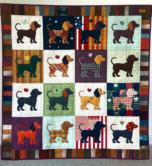 Sausage Dog Slumber Quilted Blanket NCU0DV042