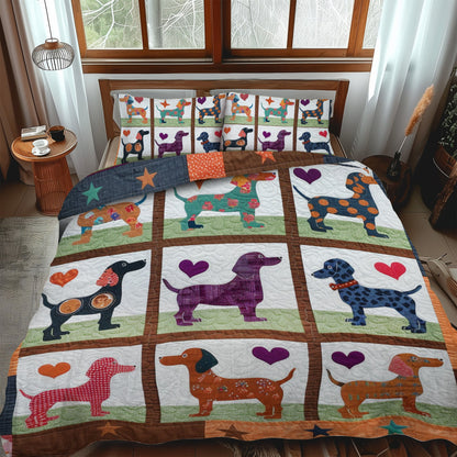 Sausage Dog Symphony 3-Piece Quilted Bedding Set NCU0DV057