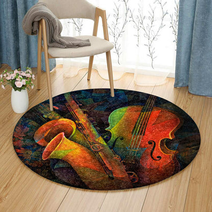 Saxophone And Cello TN080838 Round Area Rug