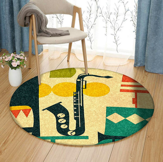 Saxophone HT070820 Round Area Rug