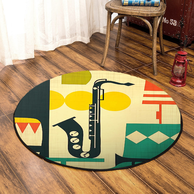 Saxophone HT070820 Round Area Rug