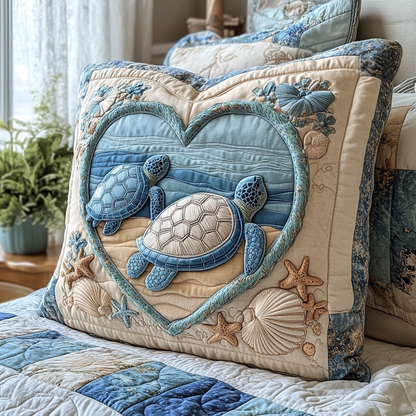 Sea Turtle Couple Quilted Bedding Pillow Case NCU0DV2501