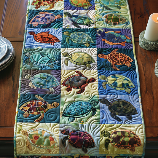 Sea Turtle Realm Quilted Table Runner NCU0DV144