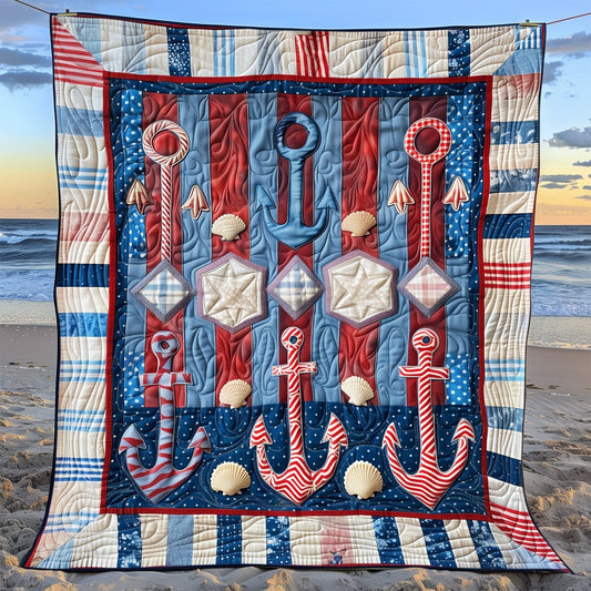 Seafarer Anchors Quilted Blanket NCU0TH1316