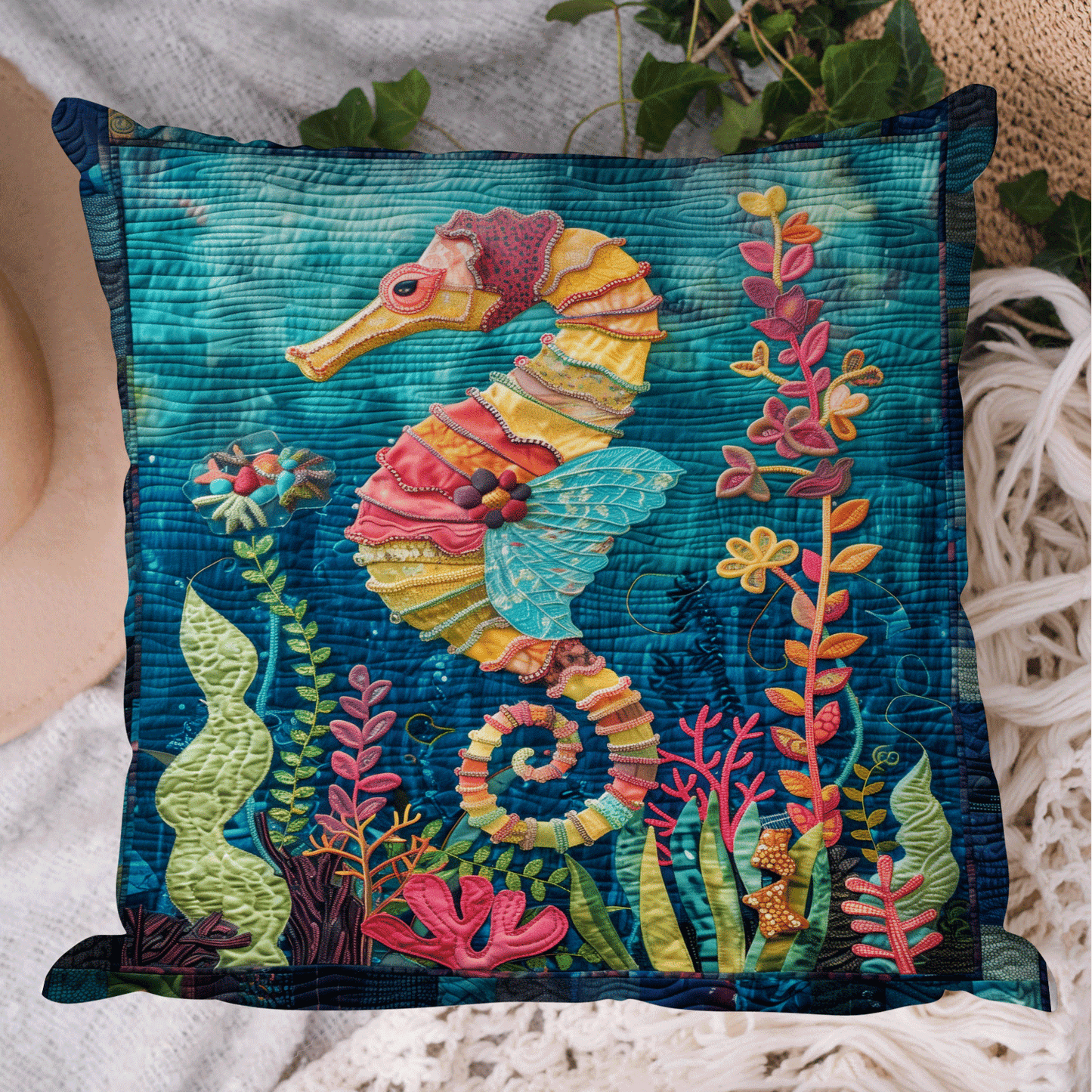 Seahorse Fairytale Quilted Pillow Case NCU0TH1371