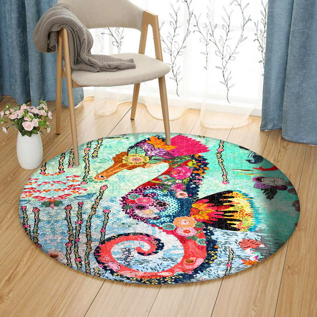 Seahorse HM060915TM Round Area Rug