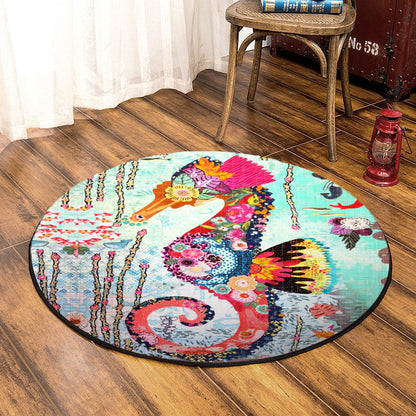 Seahorse HM060915TM Round Area Rug