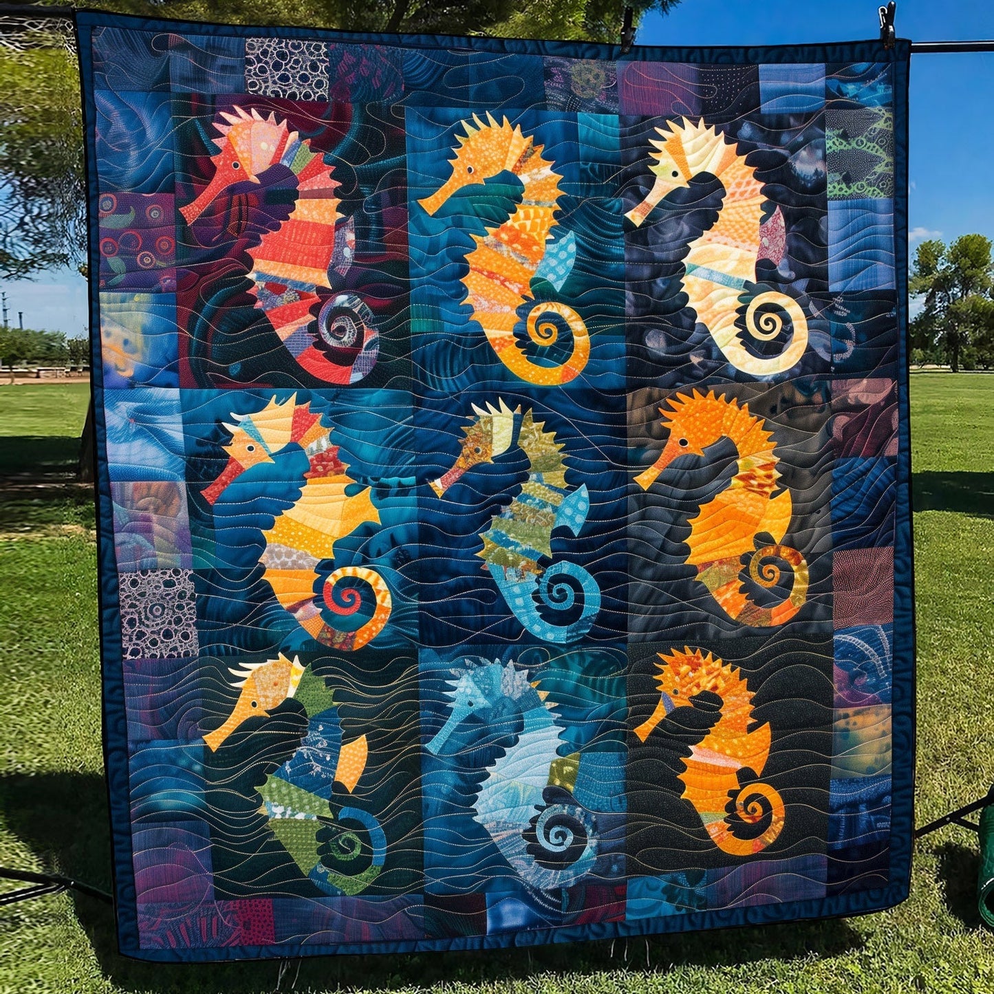 Seahorse Serenade Quilted Blanket NCU0TH1242