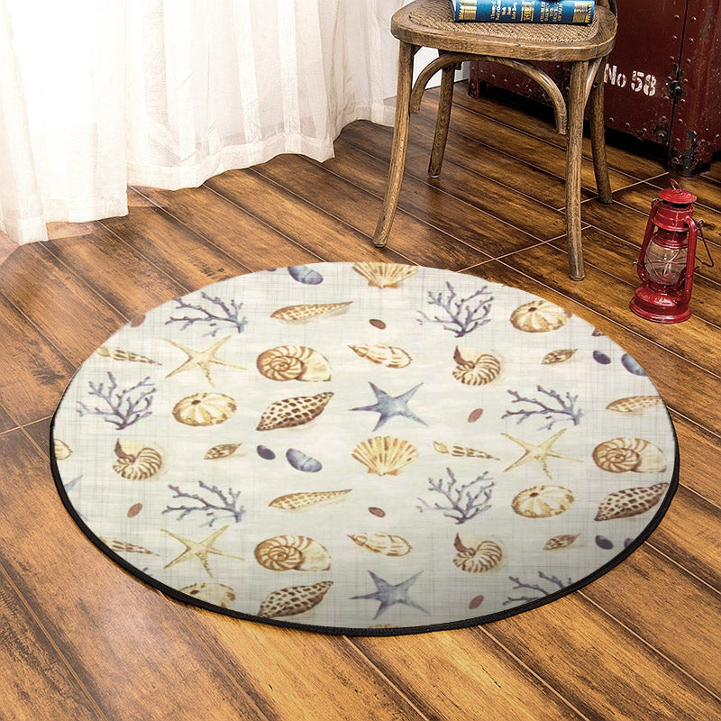 Seashell Starfish HM121086TM Round Area Rug