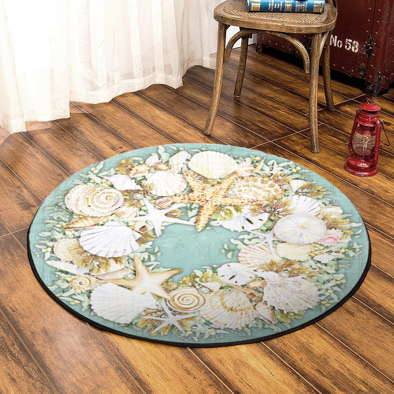 Seashell Starfish HM1410128TM Round Area Rug