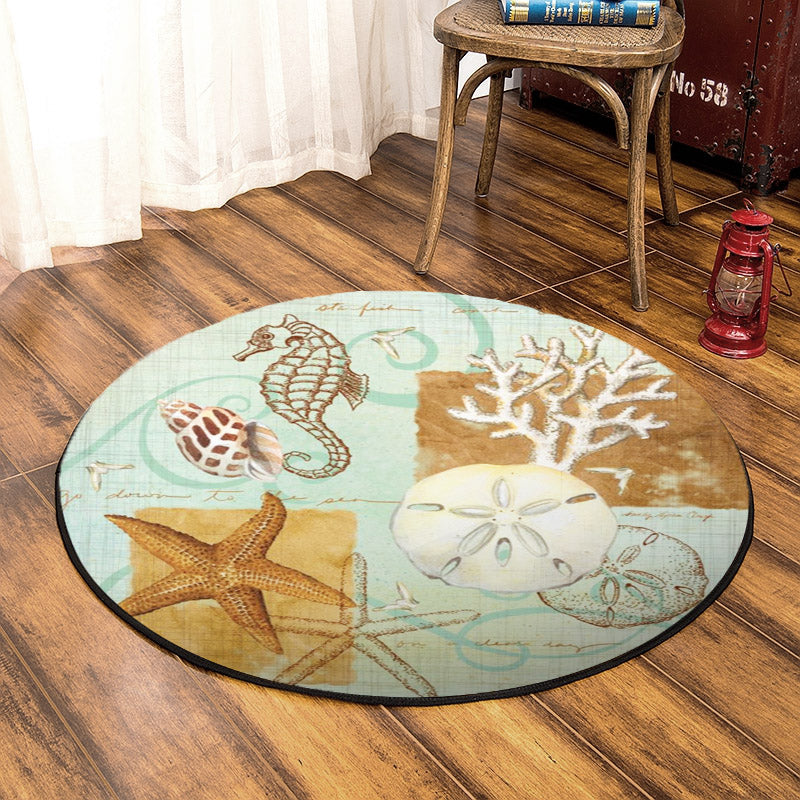 Seashell Starfish HM1410130TM Round Area Rug