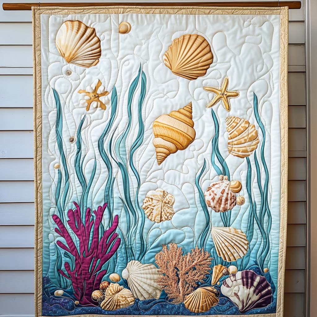 Seashell Dreams Quilted Blanket NCU0NT724