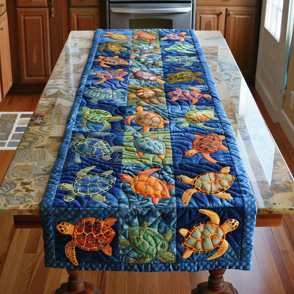 Seaside Turtle Trek Quilted Table Runner NCU0TL310